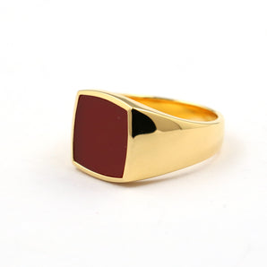 Mens Silver Red Onyx Signet Ring