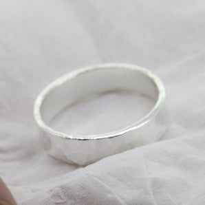 5MM 999 Fine Silver Hammered Band Ring