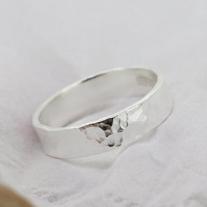 5MM 999 Fine Silver Hammered Band Ring