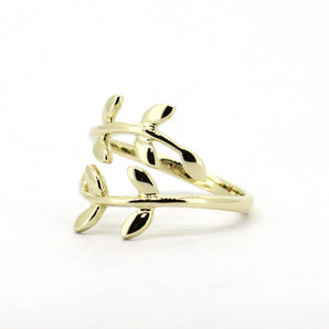 Solid 9K Yellow Gold Olive Leaf Ring,Friendship Peace Ring