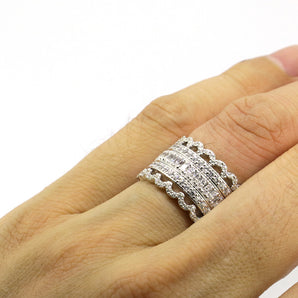 Ladies 5 pieces Set 925 Sterling Silver CZ Stackable Rings