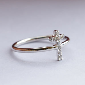 Ladies 925 Sterling Silver Cross Ring