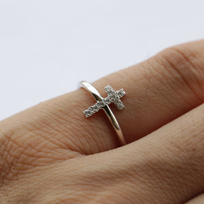 Ladies 925 Sterling Silver Cross Ring