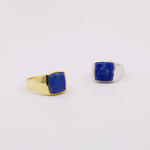 Mens Silver Lapis Lazuli Signet Ring