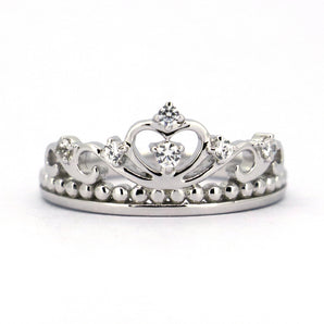 Ladies 925 Sterling Silver CZ Crown Ring