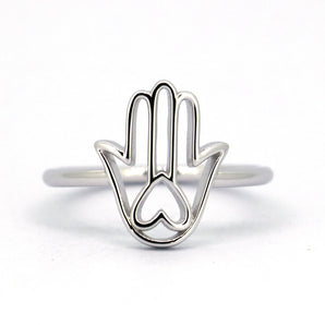 Ladies 925 Sterling Silver Fatima Hand Ring