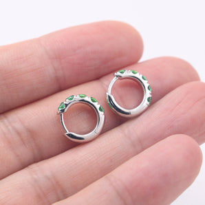 Green Emerald Silver Earrings