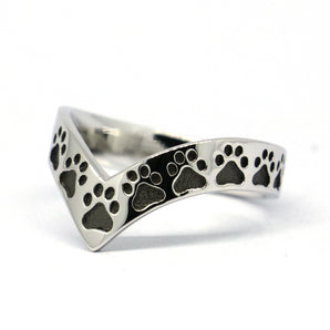 925 Sterling Silver Pet Dog Footprint Ring