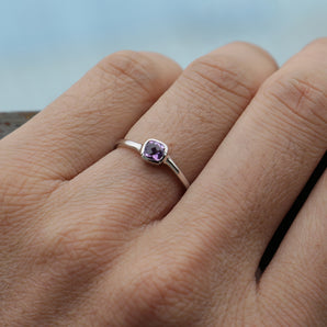 Ladies 925 Sterling Silver Natural Garnet Stackable Ring