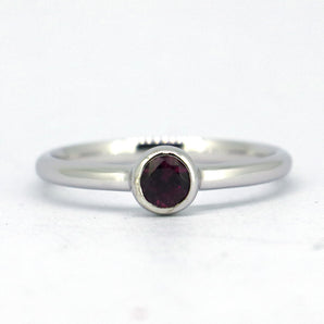 925 Sterling Silver Natural Garnet Gems Stackable Ring For Women
