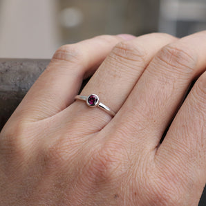 925 Sterling Silver Natural Garnet Gems Stackable Ring For Women