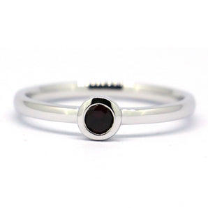Ladies Stackable Sterling Silver Garnet Ring