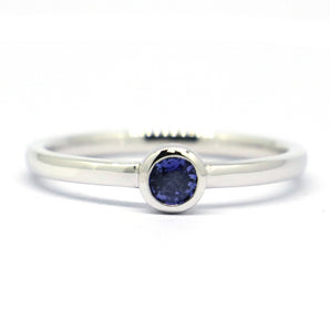 Ladies 925 Sterling Silver Natural Sapphire Stackable Ring