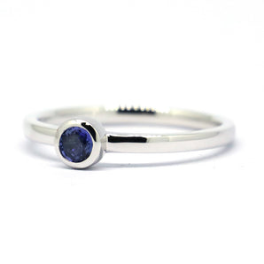 Ladies 925 Sterling Silver Natural Sapphire Stackable Ring
