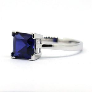 Ladies 925 Sterling Silver Lab Sapphire Ring