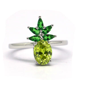 Ladies 925 Silver CZ Pineapple Ring