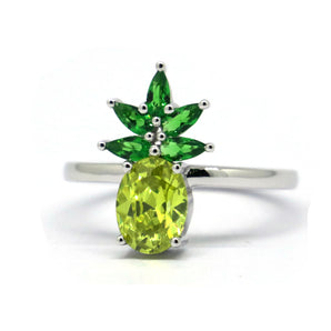 Ladies 925 Silver CZ Pineapple Ring