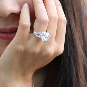Ladies 925 Sterling Silver Wedding Engagement Ring