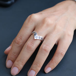925 Sterling Silver Pet Dog Footprint Ring