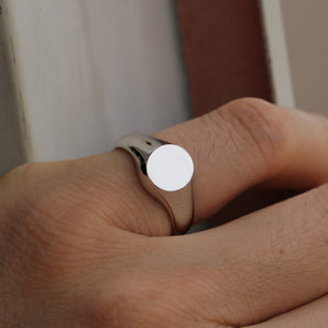 Unisex Sterling Silver Plain Signet Ring