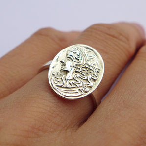 Ladies 925 Sterling Silver Portrait Ring