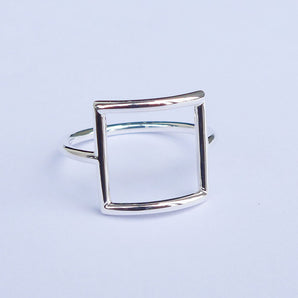 Ladies 925 Sterling Silver Cutout Square Ring