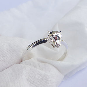 Ladies 925 Sterling Silver Stackable Tiger Ring