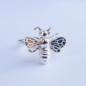 Ladies 925 Sterling Silver Honey Bee Stackable Ring