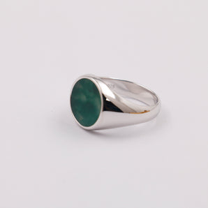Silver Africa Jade Mens Round Signet Ring
