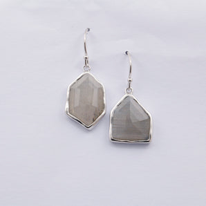 Gray Agate Unique Silver Earring