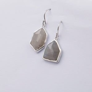 Gray Agate Unique Silver Earring