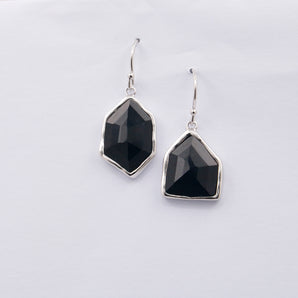 Black Agate Unique Silver Earring