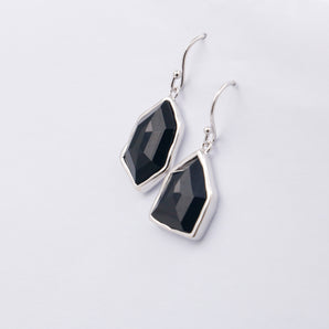 Black Agate Unique Silver Earring
