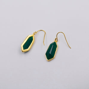 Green Agate Unique Silver-Gold plated Earring