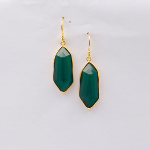 Green Agate Unique Silver-Gold plated Earring