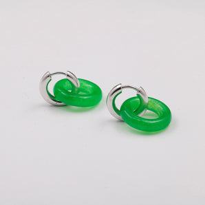 Green Chrysoprase Sterling Silver Earrings For Women