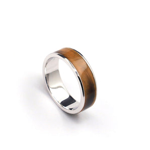 Mens 925 Sterling Silver Unique Tiger's Eye Band Ring
