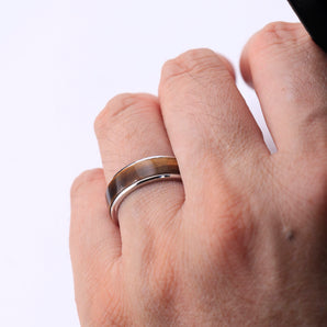 Mens 925 Sterling Silver Unique Tiger's Eye Band Ring