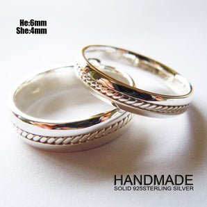 Unique Sterling Silver Couple Band Rings