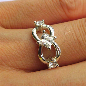 Ladies 925 Sterling Silver CZ Infinity Ring