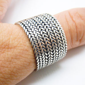 Mens Unique 925 Sterling Silver Cigar Ring