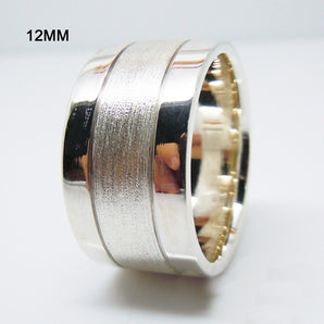 12 MM Mens 925 Sterling Silver Wide Band Ring