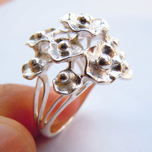Ladies Sterling Silver Lotus Ring