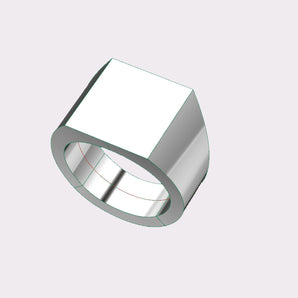 Mens Sterling Silver Rectangle Signet Ring