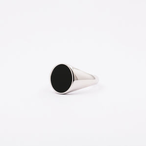 Silver Onyx Oval Signet Ring
