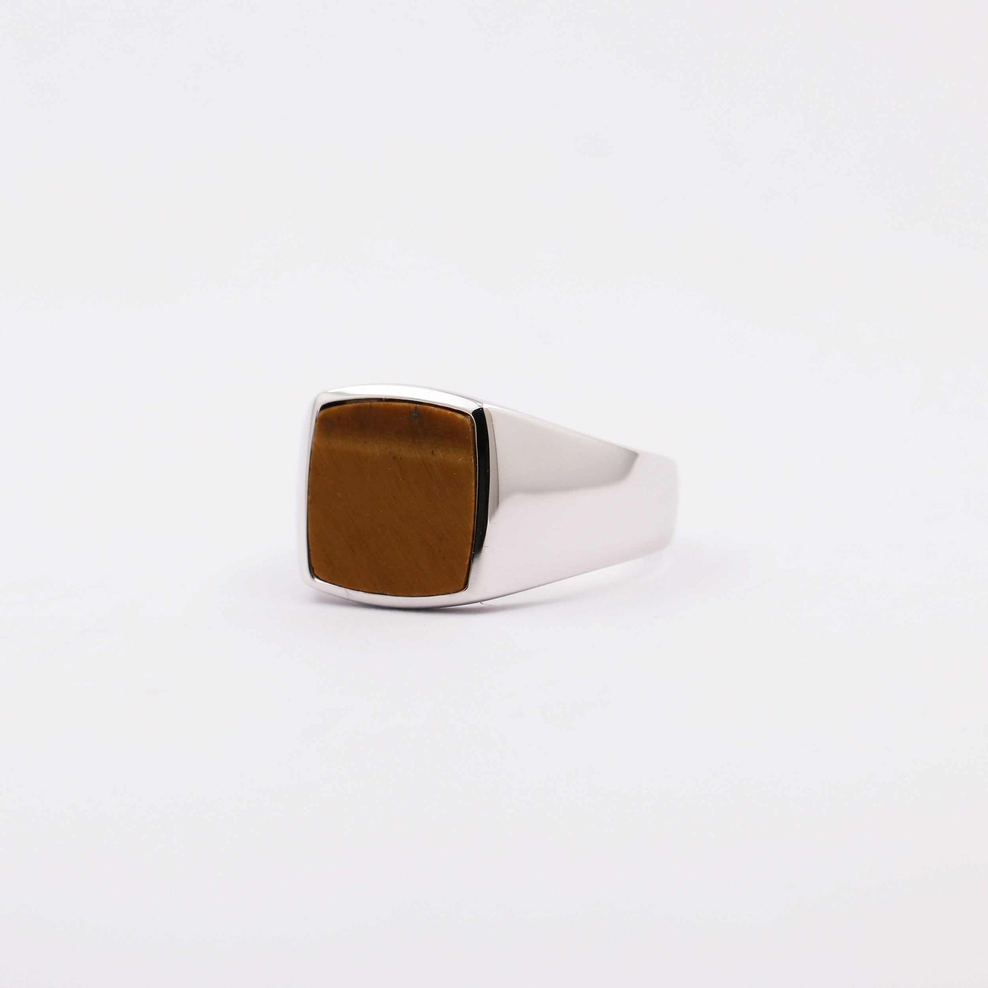 Tiger Eye Tree Of Life Ring - Sterling Silver Men's Signet Ring With Yggdrasil Design