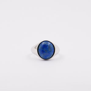 Natural Lapis Oval Signet Ring