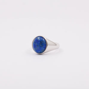 Natural Lapis Oval Signet Ring