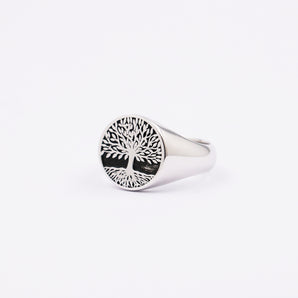 Unisex Genuine Pure Silver Tree of Life Signet Ring