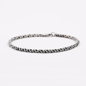 Mens Sterling Silver Unique Rope Chain Bracelet
